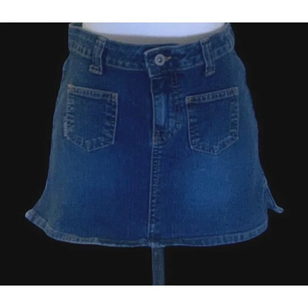 US Polo Assn Womens Mini Denim Jean Skirt Juniors Size 3/4 Blue Pockets